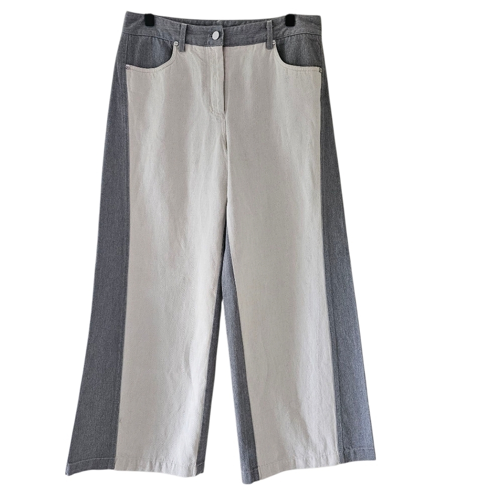 TWP Joanna Two-toned Linen-blend Pants In Natural Heather Grey